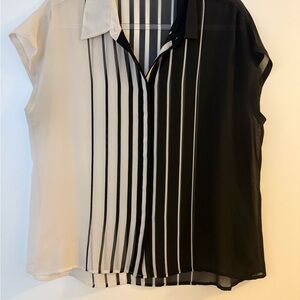 Black and White Striped Women's Top